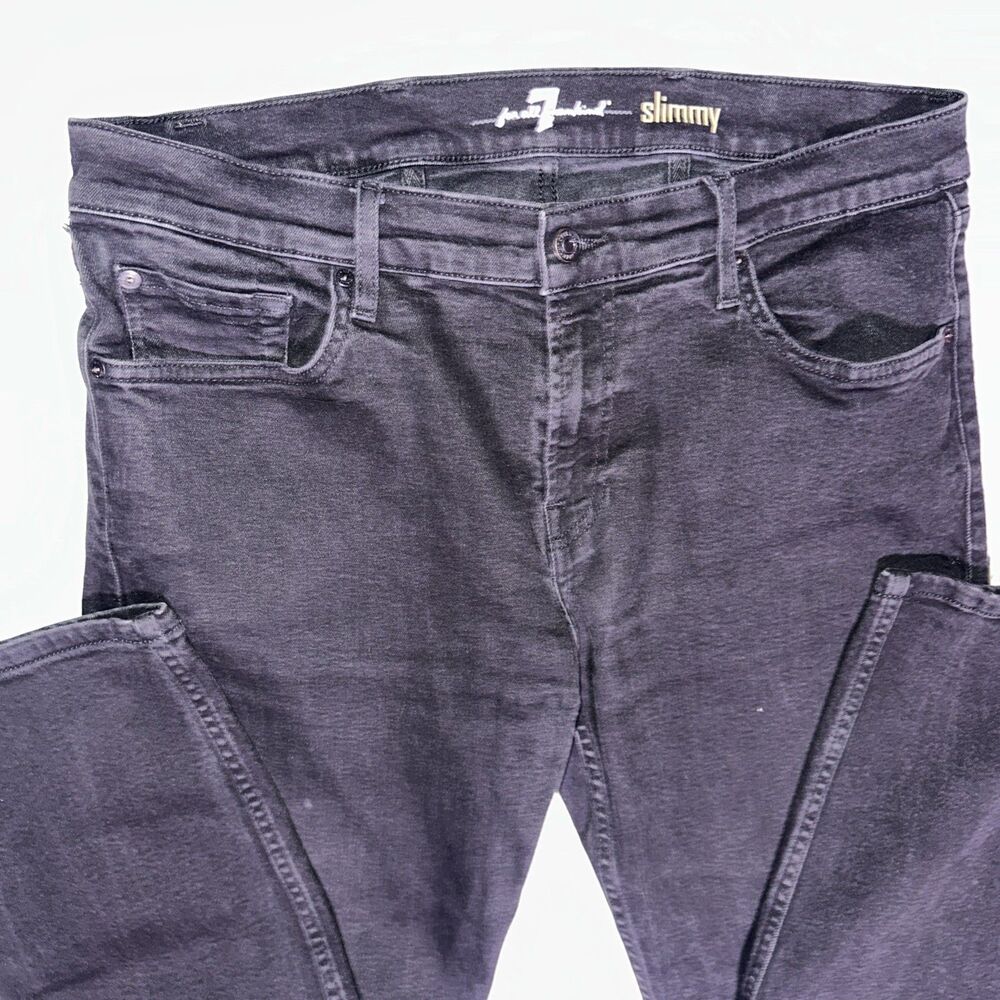 7 For All Mankind Jeans Slimmy Slim Fit Men's Size 38 Stretch Black Denim